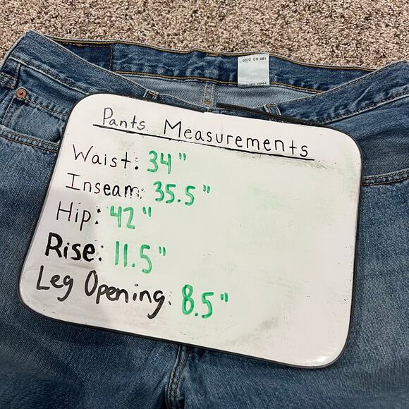 Vintage y2k Mens 34x36 distressed 501 levi's button fly medium blue denim jeans - Picture 11 of 11